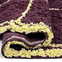 Rundt tæppe - Lana Natural Cotton Shaggy (bordeaux/gul)