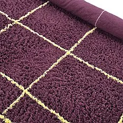 Rundt tæppe - Lana Natural Cotton Shaggy (bordeaux/gul)