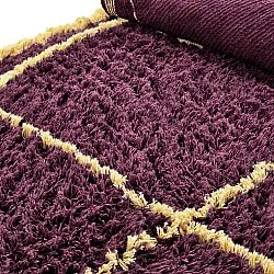 Rundt tæppe - Lana Natural Cotton Shaggy (bordeaux/gul)