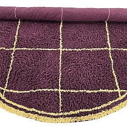 Rundt tæppe - Lana Natural Cotton Shaggy (bordeaux/gul)
