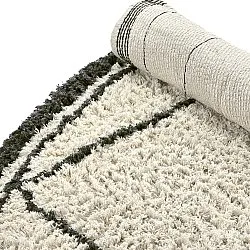 Rundt tæppe - Lana Natural Cotton Shaggy (creme/mørkegrå)