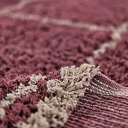 Ryatæpper - Lana Natural Cotton Shaggy (taupe/rød)