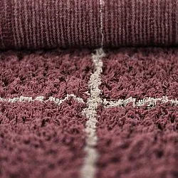 Ryatæpper - Lana Natural Cotton Shaggy (taupe/rød)