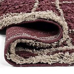 Rundt tæppe - Lana Natural Cotton Shaggy (taupe/rød)