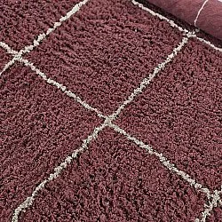 Rundt tæppe - Lana Natural Cotton Shaggy (taupe/rød)