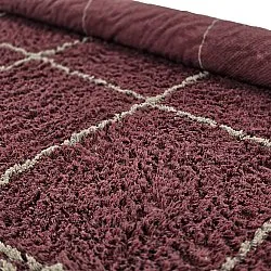 Rundt tæppe - Lana Natural Cotton Shaggy (taupe/rød)