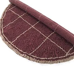 Rundt tæppe - Lana Natural Cotton Shaggy (taupe/rød)