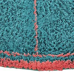 Rundt tæppe - Lana Natural Cotton Shaggy (turkis/pink)