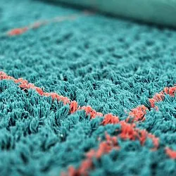 Rundt tæppe - Lana Natural Cotton Shaggy (turkis/pink)