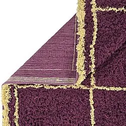 Ryatæpper - Lana Natural Cotton Shaggy (bordeaux/gul)