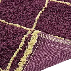 Ryatæpper - Lana Natural Cotton Shaggy (bordeaux/gul)