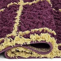 Ryatæpper - Lana Natural Cotton Shaggy (bordeaux/gul)