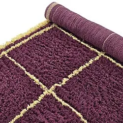 Ryatæpper - Lana Natural Cotton Shaggy (bordeaux/gul)