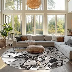 Rundt tæppe - Lawrance (grå/hvid)