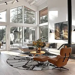 Rundt tæppe - Lawrance (grå/hvid)