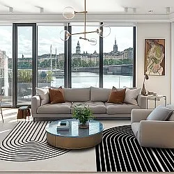 Wilton-tæppe - Lecce (sort/beige)