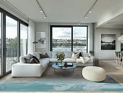 Wilton-tæppe - Lesley (blå/grå/turkis)