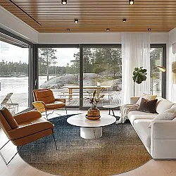 Rundt tæppe - Librilla (brun/blå)