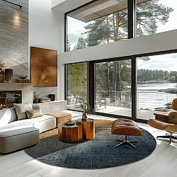 Rundt tæppe - Librilla (brun/blå)