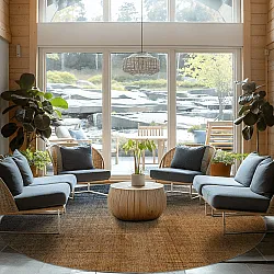 Rundt tæppe - Librilla (brun/blå)