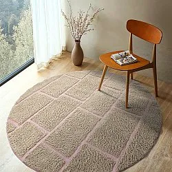 Runde tæpper - Lindley Natural Cotton Shaggy (beige/pink)