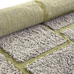 Ryatæpper - Lindley Natural Cotton Shaggy (greige/grøn)