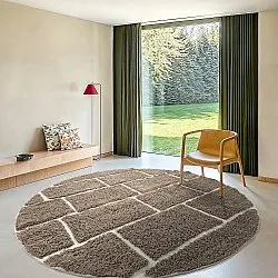 Runde tæpper - Lindley Natural Cotton Shaggy (taupe/grå)