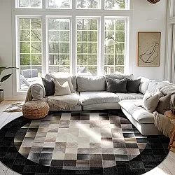 Rundt tæppe - Livada (sort/multi)