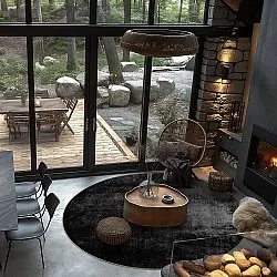 Rundt tæppe - Lynton (sort)