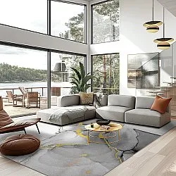 Wilton-tæppe - Manilva (grå/hvid/guld)