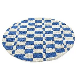 Rundt tæppe - Maranello Natural Cotton Shaggy (blå)