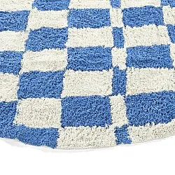 Rundt tæppe - Maranello Natural Cotton Shaggy (blå)