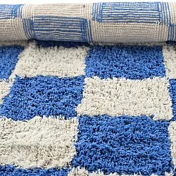 Rundt tæppe - Maranello Natural Cotton Shaggy (blå)