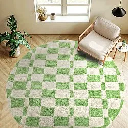 Rundt tæppe - Maranello Natural Cotton Shaggy (grøn)