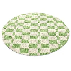 Rundt tæppe - Maranello Natural Cotton Shaggy (grøn)