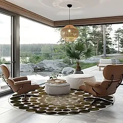 Rundt tæppe - Marineo (brun/grøn)