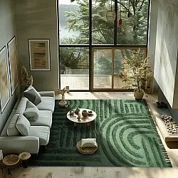 Ryatæpper - Mavis Natural Cotton Shaggy (grøn)