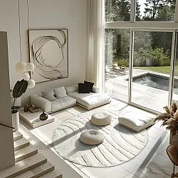 Runde tæpper - Margo Natural Cotton Shaggy (offwhite)