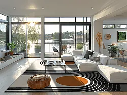 Wilton-tæppe - Moudania (beige/sort/orange)