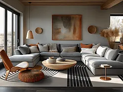 Wilton-tæppe - Moudania (beige/sort/orange)