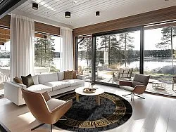 Rundt tæppe - Myra (sort/guld)