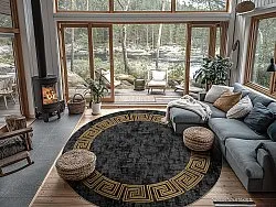 Rundt tæppe - Myra (sort/guld)