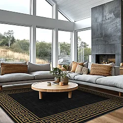 Wilton-tæppe - Myra (sort/guld)