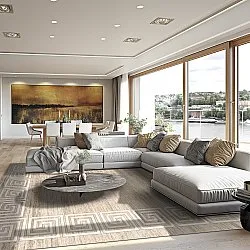 Wilton-tæppe - Mytos (beige/hvid)