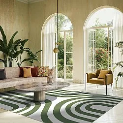 Wilton-tæppe - Obidos (grøn/hvid)