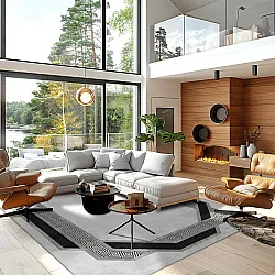 Wilton-tæppe - Olympia (sort/hvid)