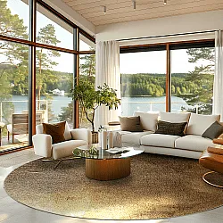 Rundt tæppe - Oristano (brun/guld)