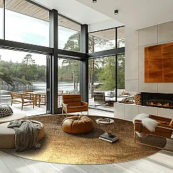 Rundt tæppe - Oristano (brun/guld)