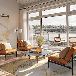 Wilton-tæppe - Padova (brun/hvid/guld)