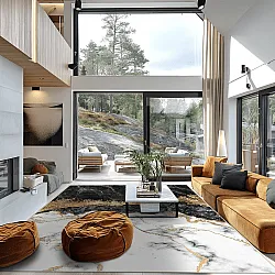 Wilton-tæppe - Padova (sort/hvid/guld)